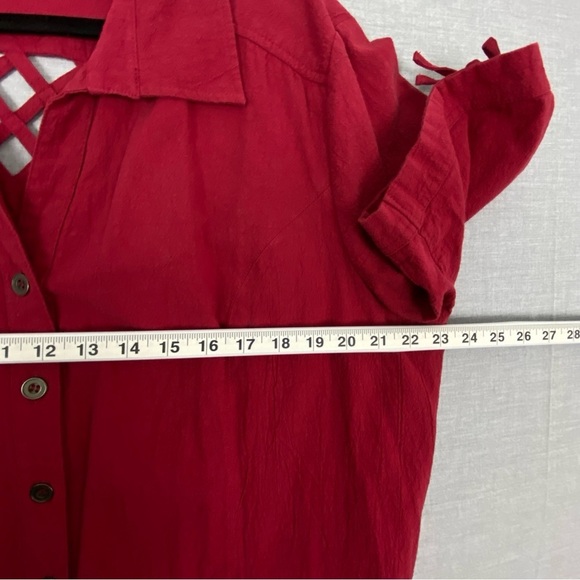 Penningtons Red Short Sleeve Button Down Shirt 100% Cotton Sz 2X - Picture 7 of 8